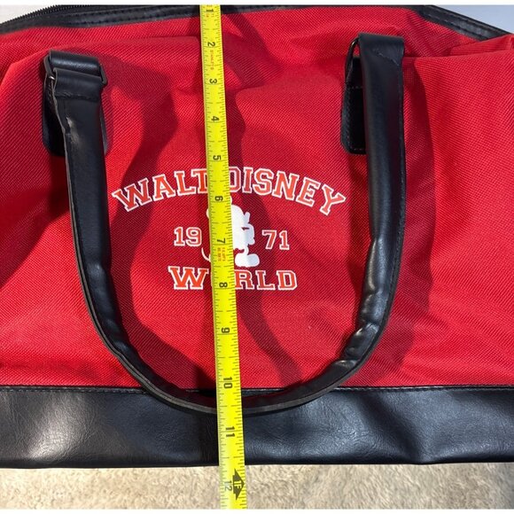 Walt Disney World Duffle Bag Mickey Mouse 1971 Red Black Carry On Leather Base H - Picture 14 of 14